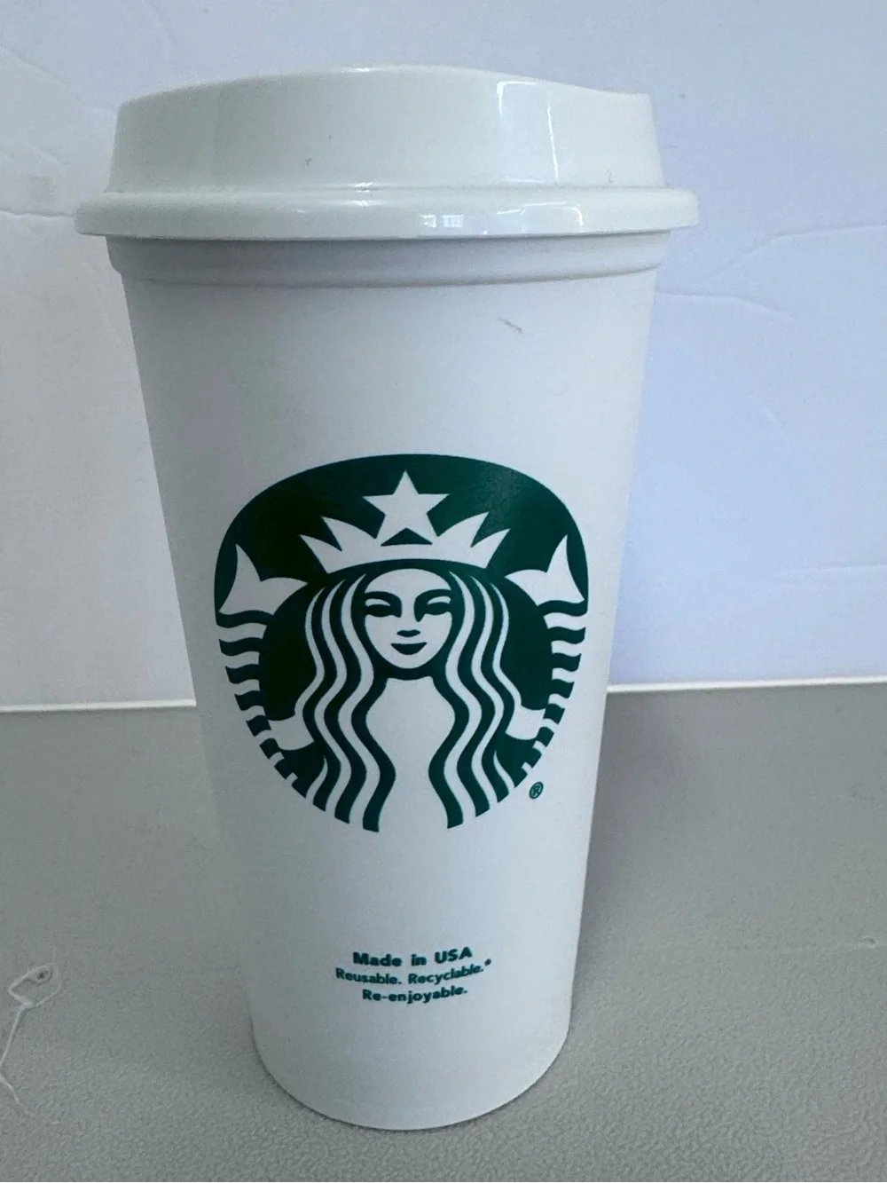 Starbucks 16 oz Reusable Coffee Cup Tumbler with Lid White BPA Free